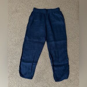 J. Crew Navy Linen Cropped beach pants